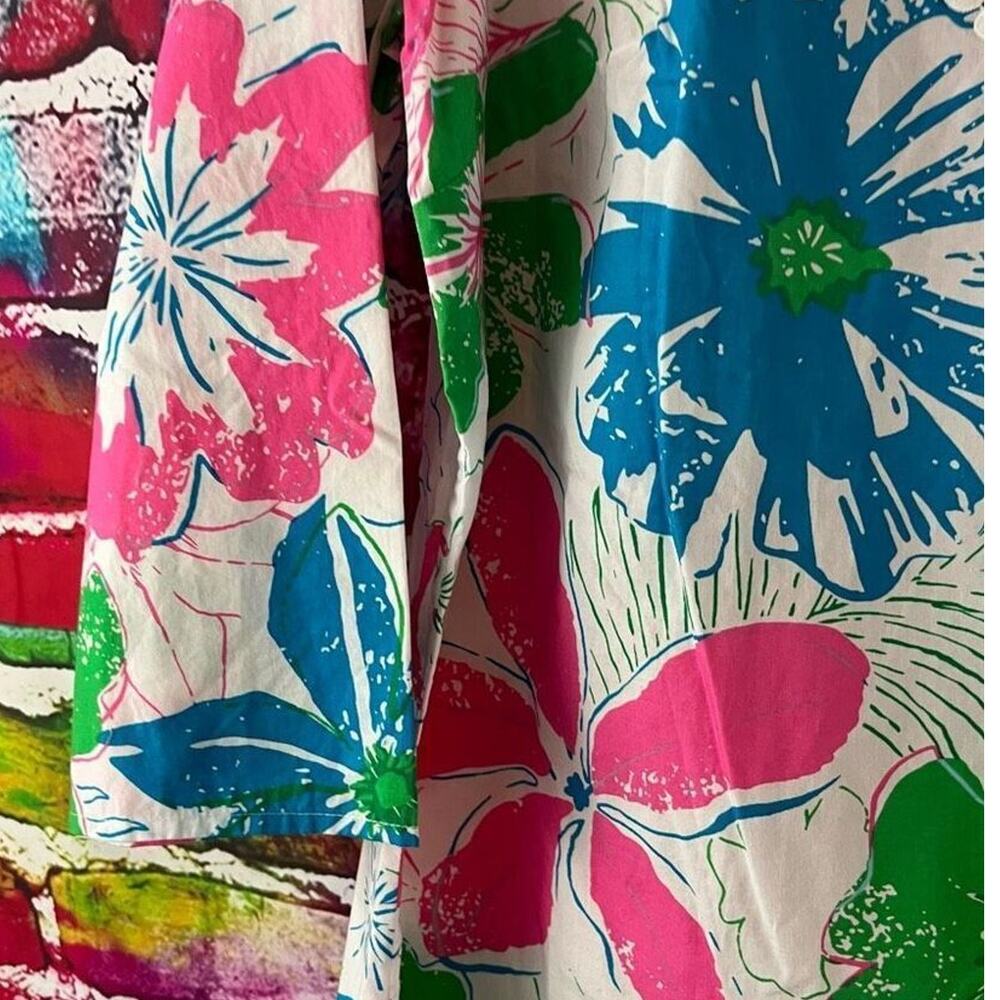 Talbots Colorful Floral Print 3/4 Sleeve Popover Blouse Top Size LP Large Petite - Picture 6 of 7